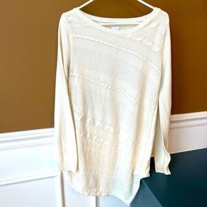 SOHO NY&Co Jeans Cream Cable Knit Long Sweater Size Medium